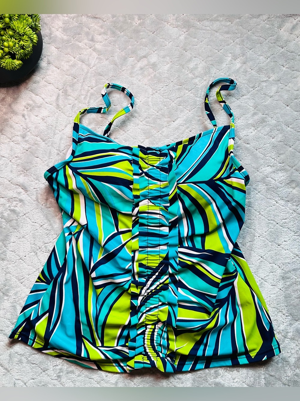 🌴 Caribbean Joe Tropical Resortcore Cruise Vacation Tankini Swim Top Size 10